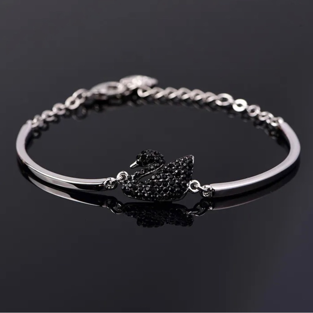 Swan bangle black/silver